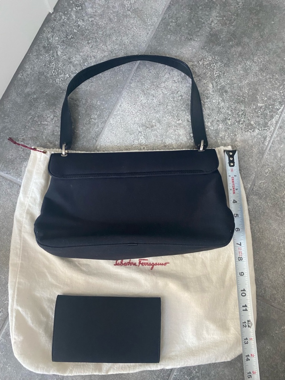 Salvatore Ferragamo Medium canvas Shoulder Bag And Wallet Set Black pre owned - Picture 5 of 17